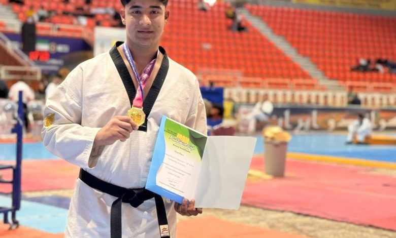 محمدحسین قنواتی تکواندو کار جوان گناوه ای موفق به کسب مدال طلا شد